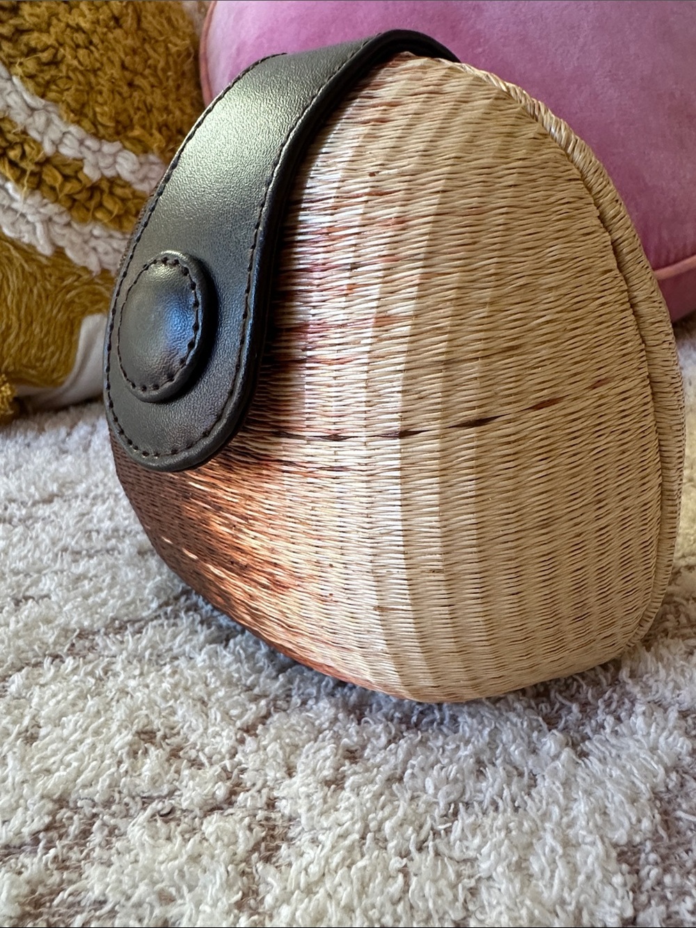 Vintage Le SAC Two Tone Coconut Shell Crossbody Clutch - Picture 5 of 16
